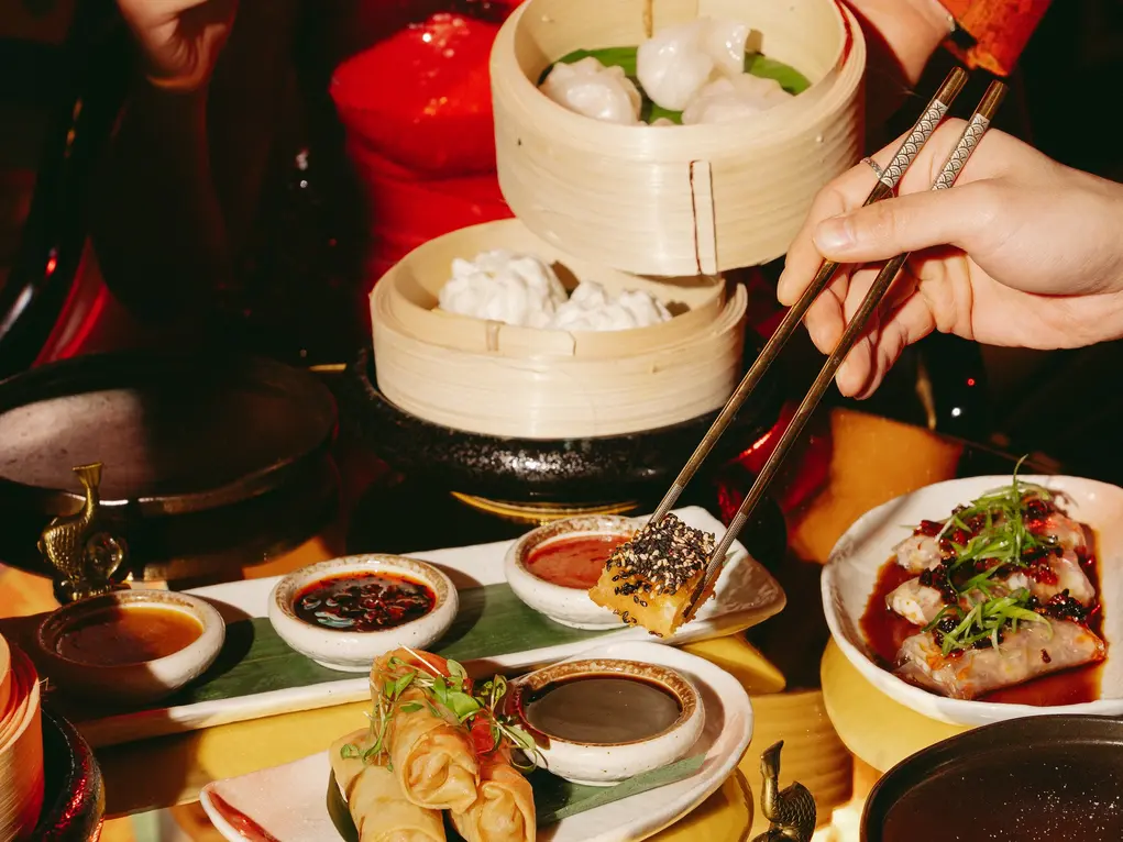 Food at a dinner table
